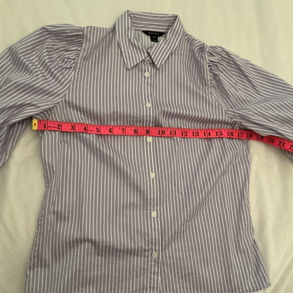 RW&CO. Lavender and White Striped Button-Down Blouse - Picture 9 of 9
